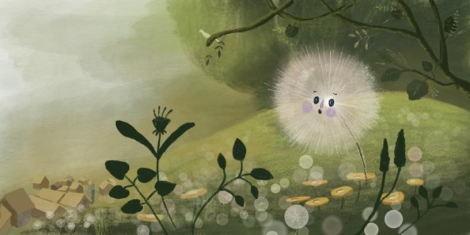 قاصدک و گلهای افتابگردان